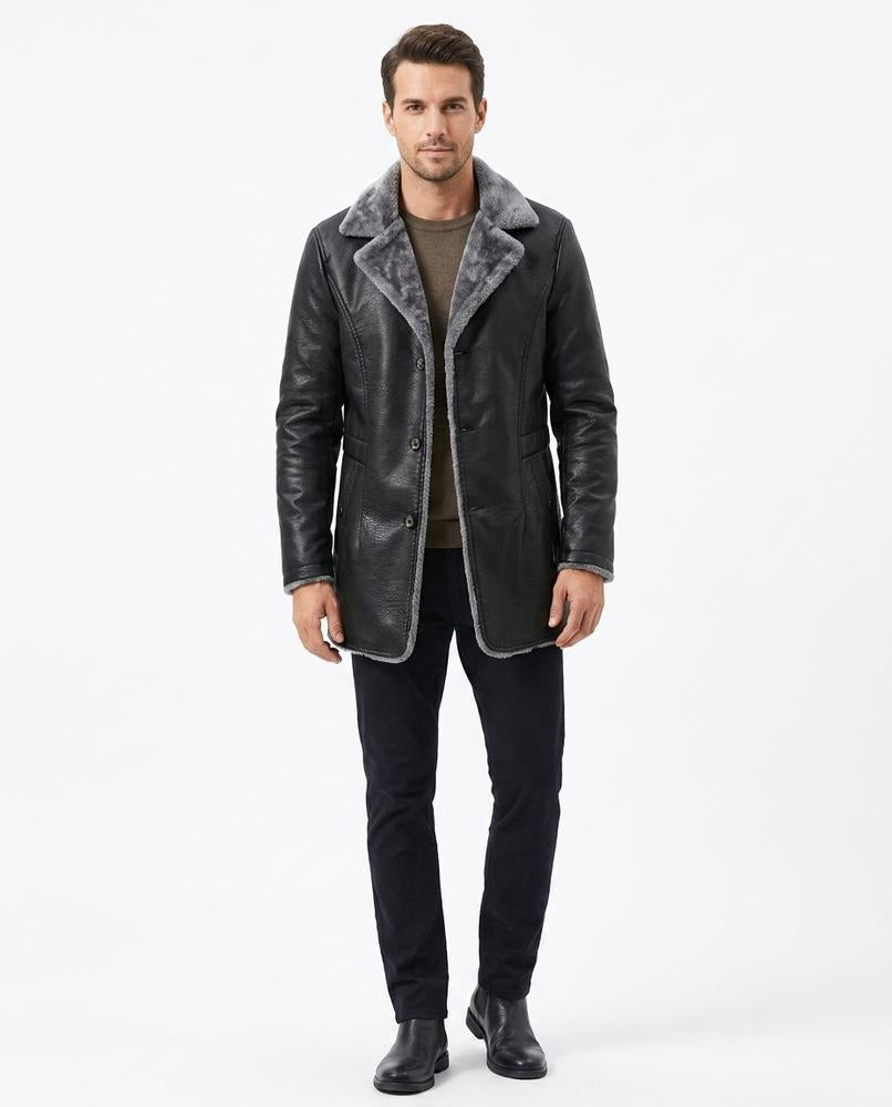 Talbos Closet - Losan | Faux Leather Shearling-Lined Coat Men
