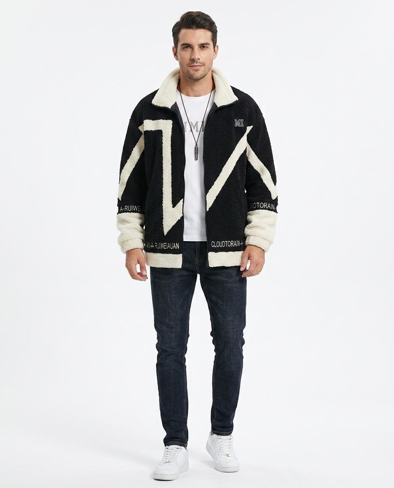 Talbos Closet - Riral | Teddy Fleece Color Block Jacket Men