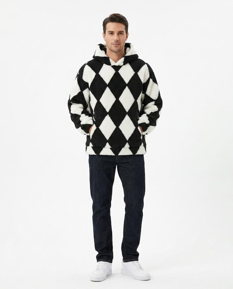 Talbos Closet - Vemar | Fleece Diamond-Pattern Hoodie Men