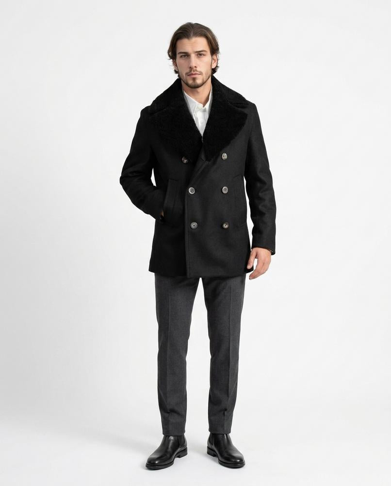 Talbos Closet - Katal | Double-Breasted Shearling-Collar Coat Men