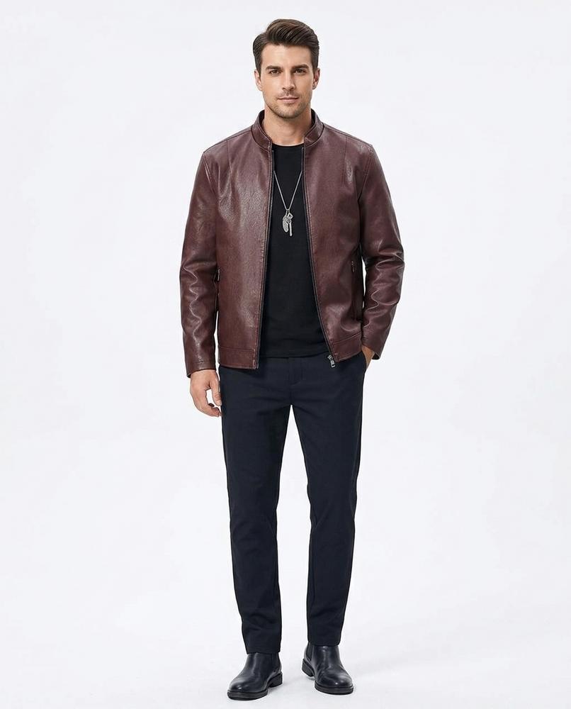 Talbos Closet - Tital | Faux Leather Slim Fit Jacket Men