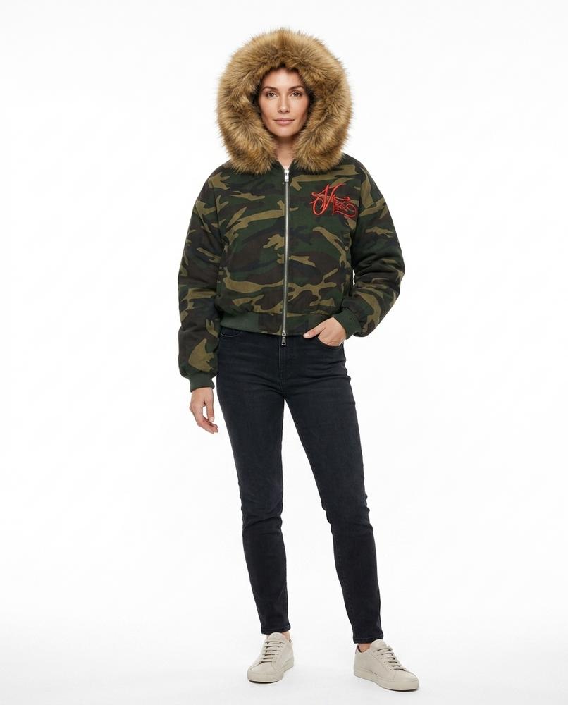 Talbos Closet - Makar | Camouflage Fur-Hooded Jacket Women