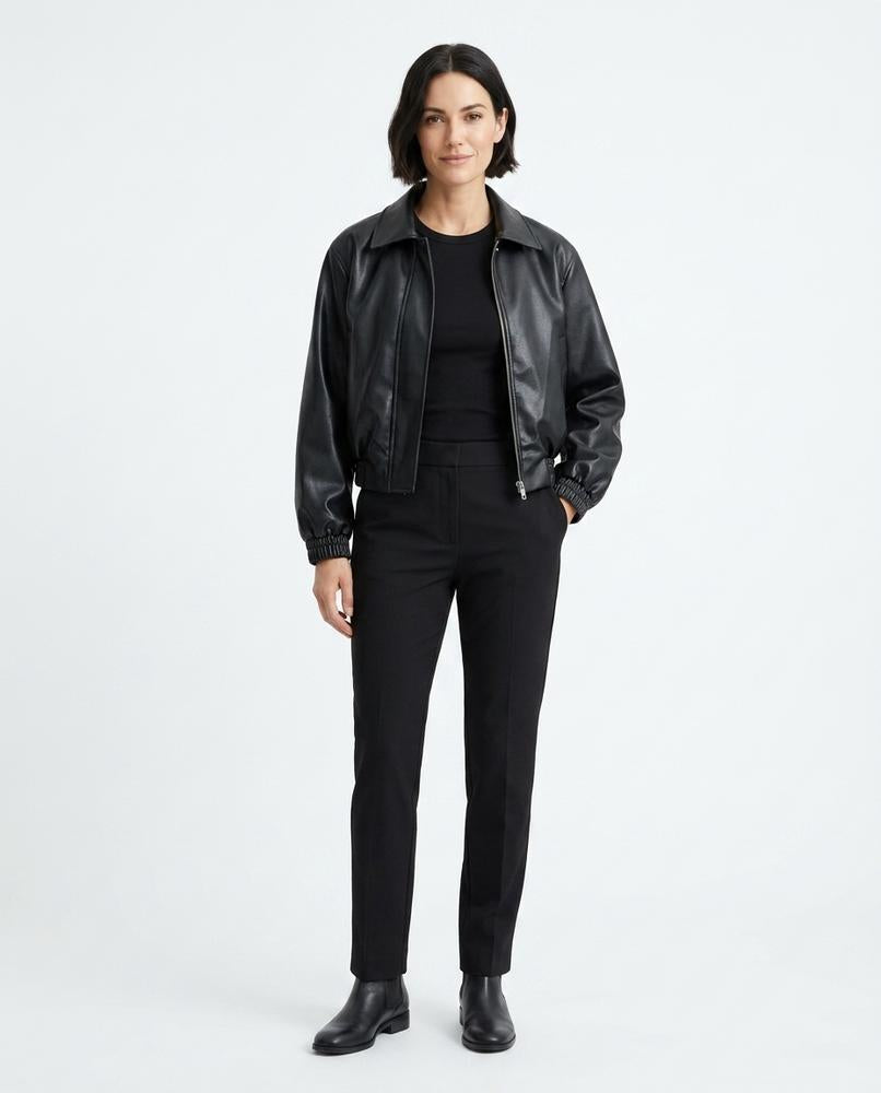 Talbos Closet - Vilom | Faux Leather Zip-Up Jacket Women