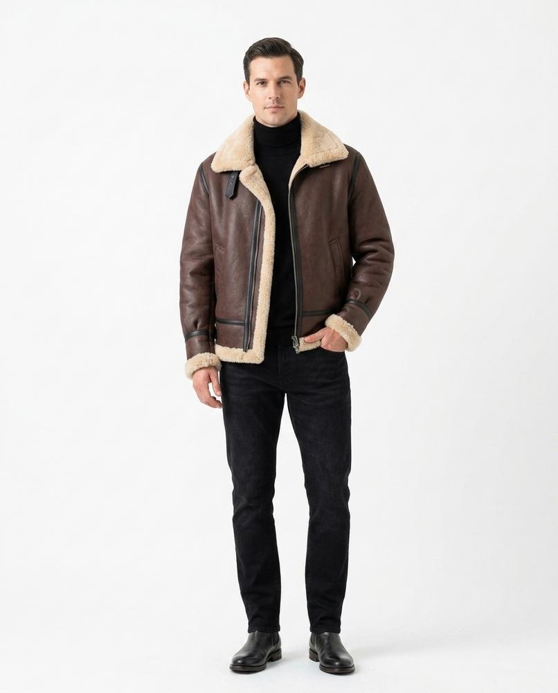 Talbos Closet - Casol | Shearling-Lined Asymmetrical Leather Jacket Men