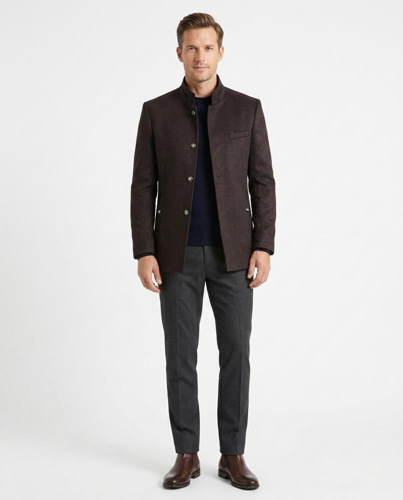 Talbos Closet - Nolev | Stand-Collar Slim-Fit Coat Men