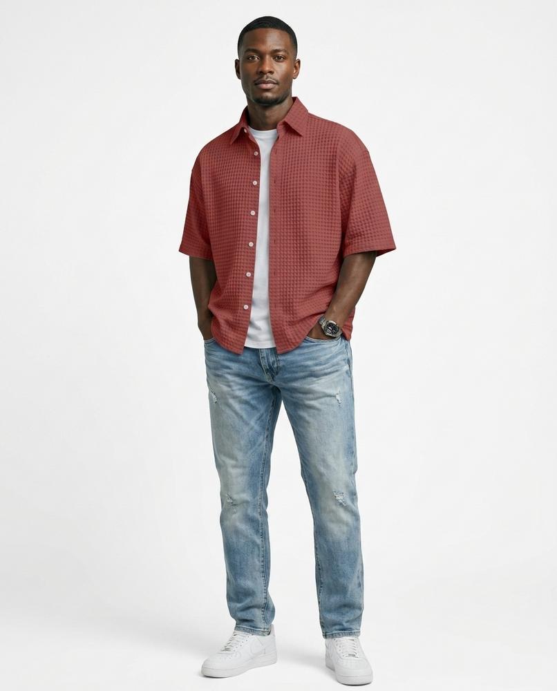 Talbos Closet - Tamar | Waffle-Knit Short-Sleeved Shirt Men