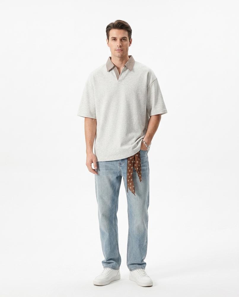 Talbos Closet - Samin | Contrast-Collar Loose-Fit Polo Shirt Men
