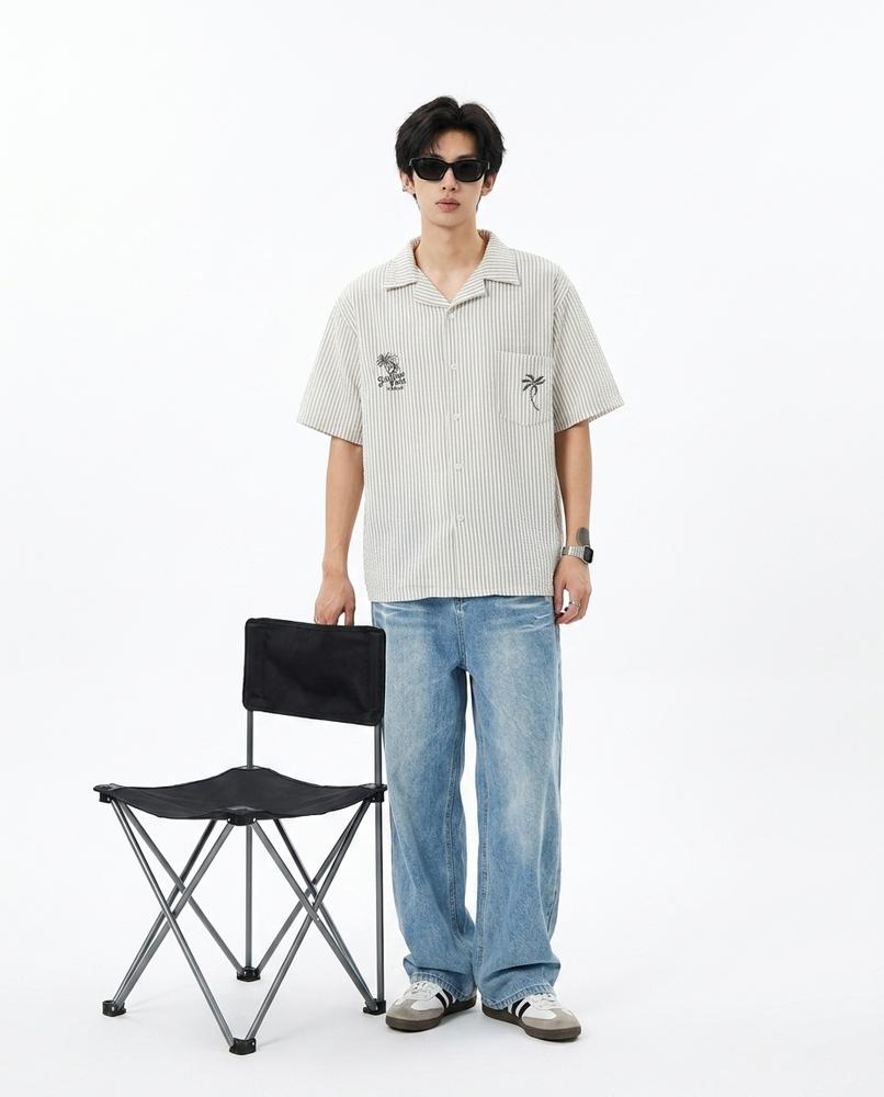 Talbos Closet - Zamar | Striped Embroidered Shirt Men
