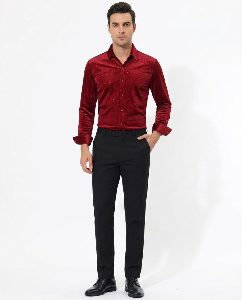Talbos Closet - Kalar | Glittered Slim-Fit Shirt Men