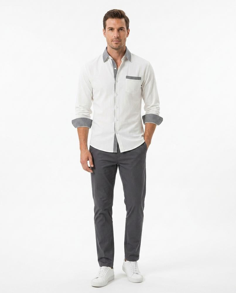 Talbos Closet - Alnav | Slim-Fit Contrast-Trim Shirt Men
