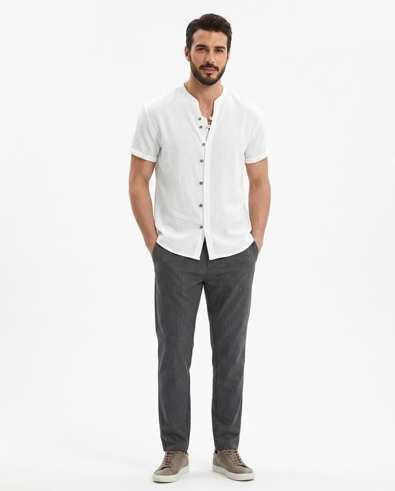 Talbos Closet - Rorel | Short-Sleeved Band-Collar Shirt Men