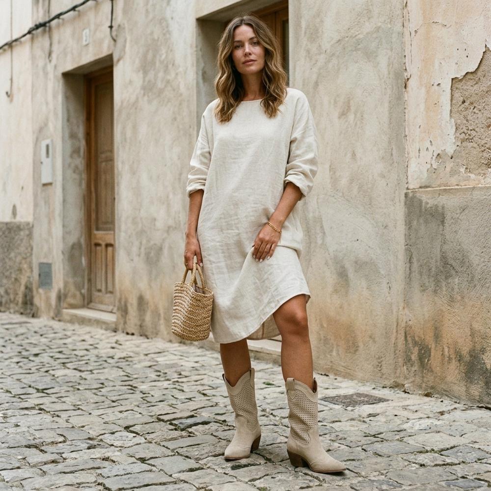 Talbos Closet - Ledar | Long-Sleeved Relaxed-Fit Dress Women