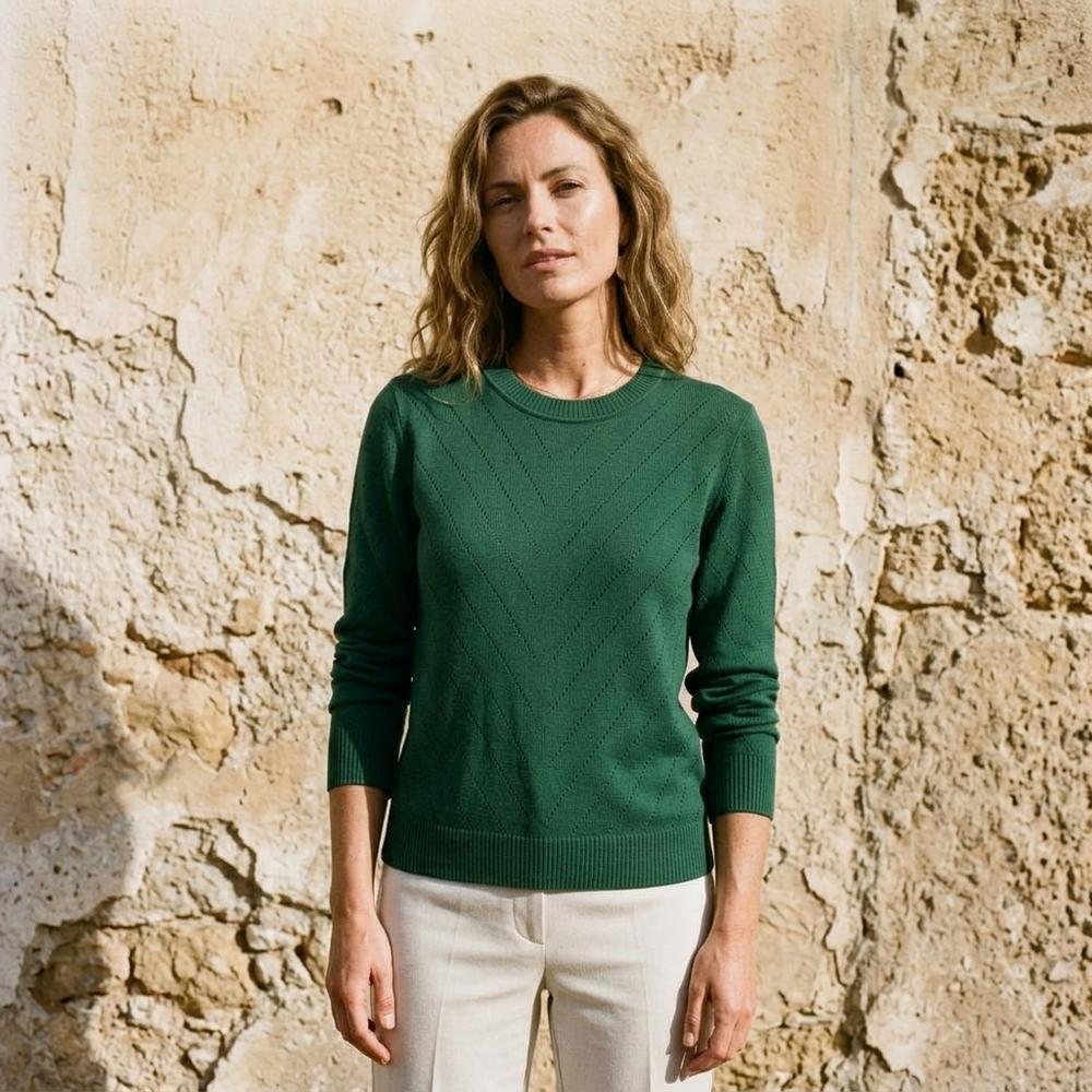 Talbos Closet - Yonav | Pointelle Knit Crewneck Sweater Women