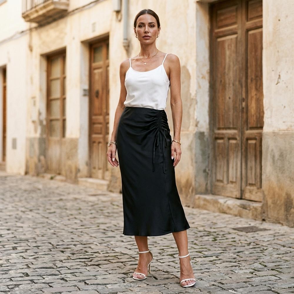 Talbos Closet - Nemer | Ruched Satin Skirt Women