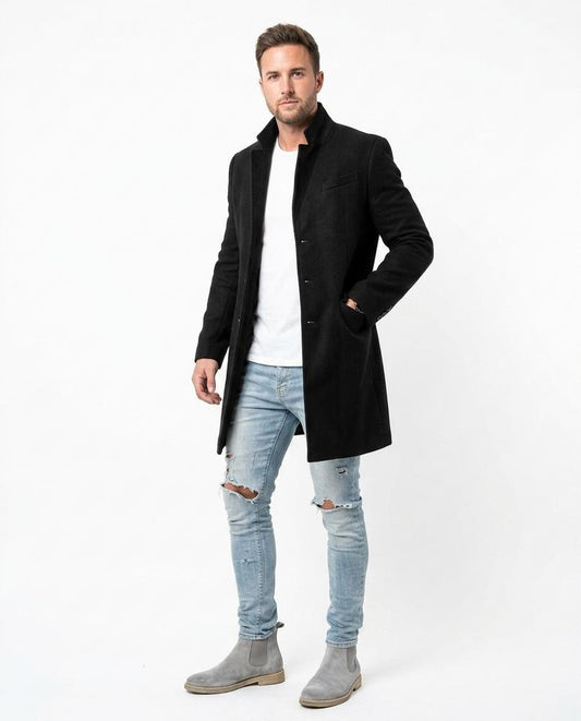 Talbos Closet - Valin | Stand-Collar Single-Breasted Coat Men