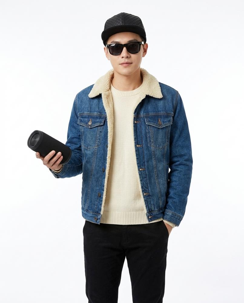 Talbos Closet - Lylan | Sherpa-Lined Button-Up Denim Jacket Men