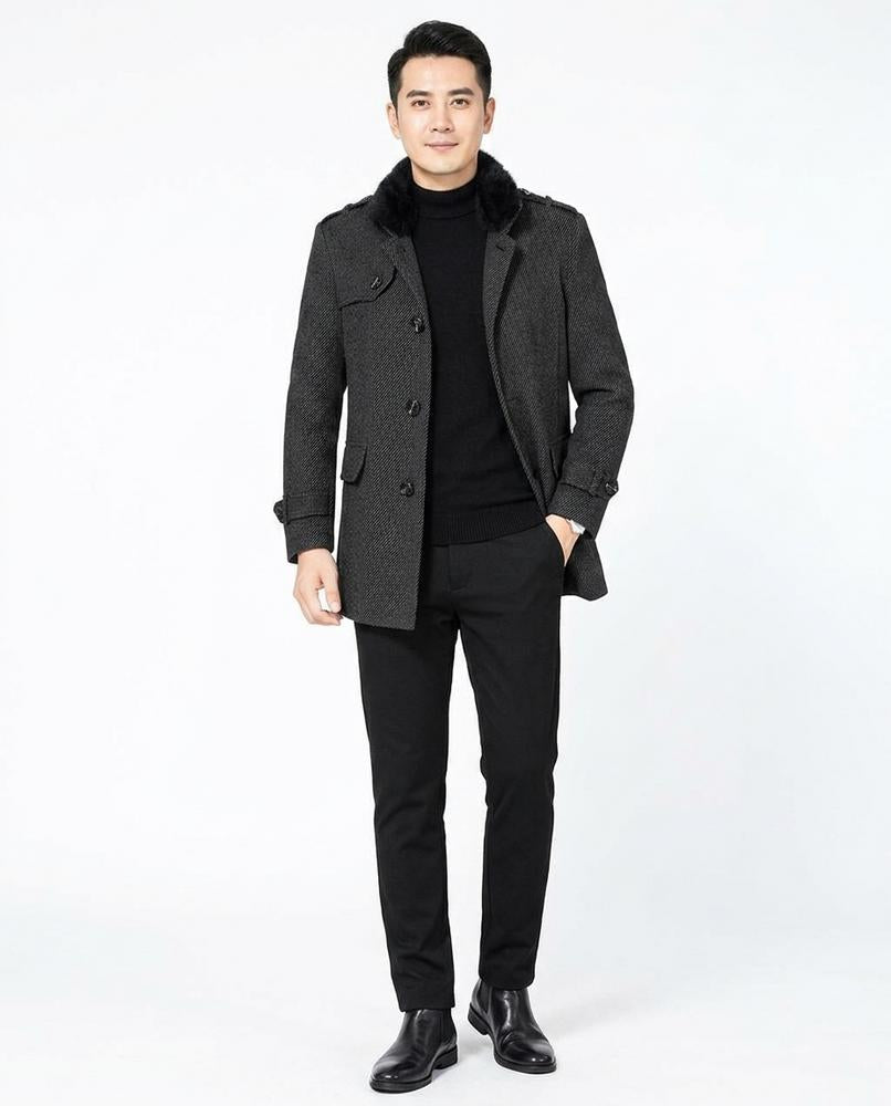 Talbos Closet - Rolan | Wool-Blend Fur-Collar Coat Men