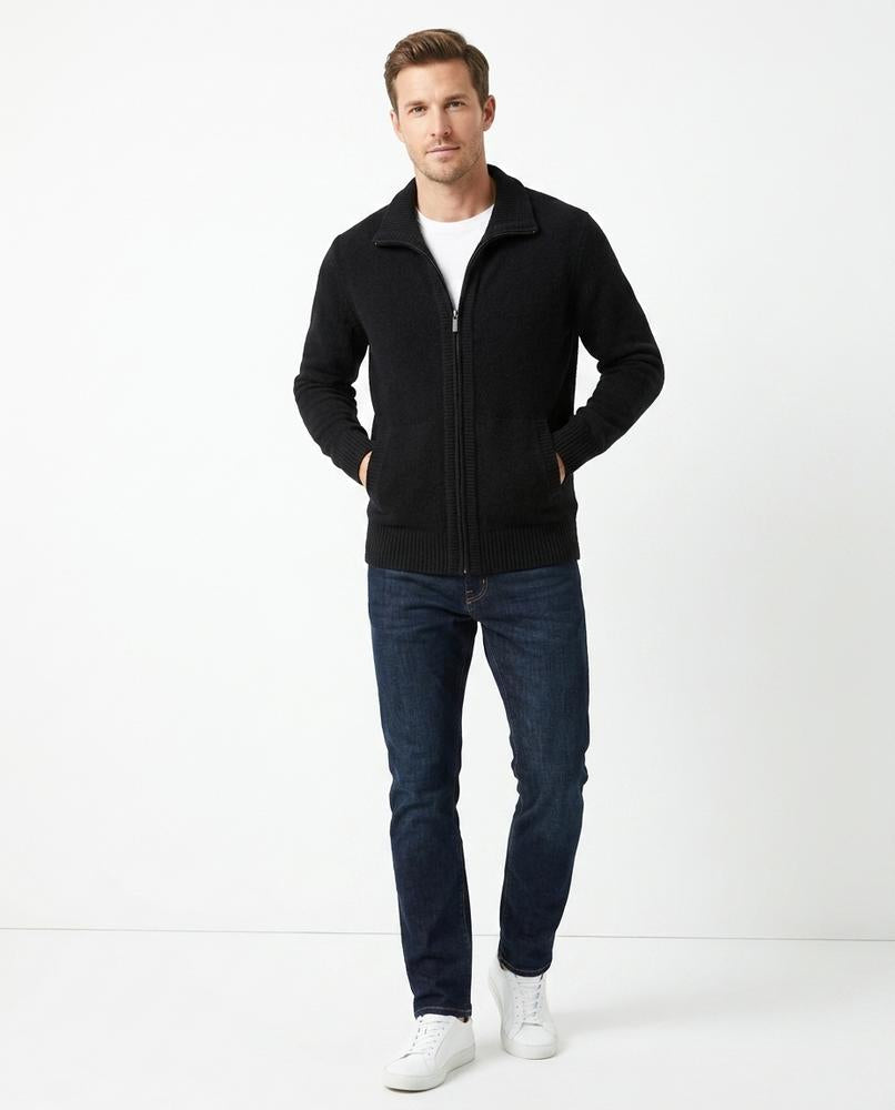 Talbos Closet - Rinor | Zip-Up Collared Knit Cardigan Men
