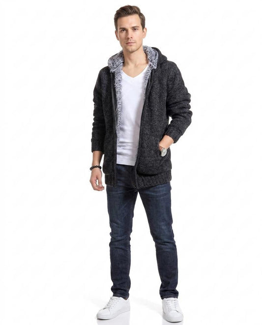 Talbos Closet - Rahal | Faux-Fur Lined Chunky-Knit Knit Cardigan Men