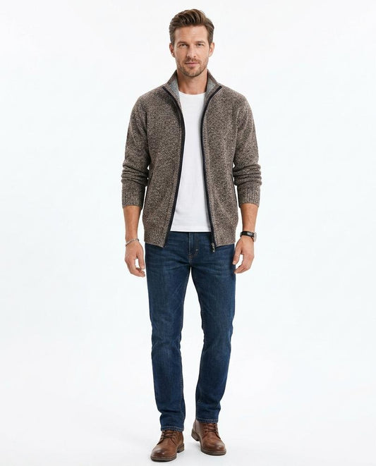 Talbos Closet - Raser | Zip-Up Marled Knit Cardigan Men