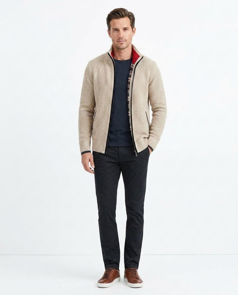 Talbos Closet - Yolen | Zip-Up Textured Knit Cardigan Men