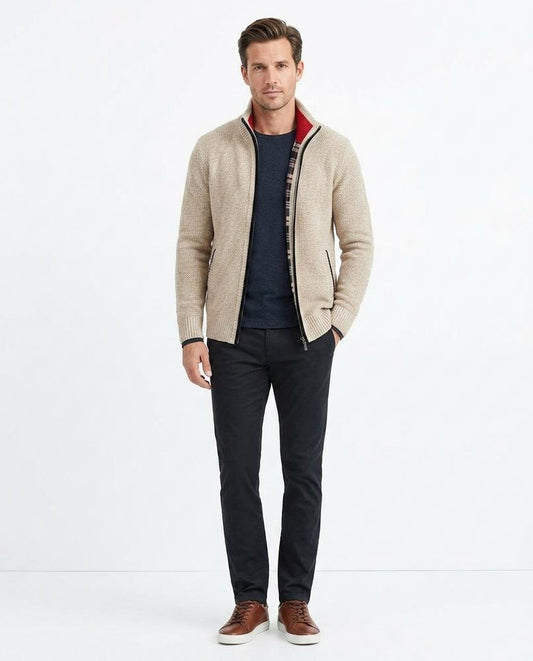Talbos Closet - Yolen | Zip-Up Textured Knit Cardigan Men