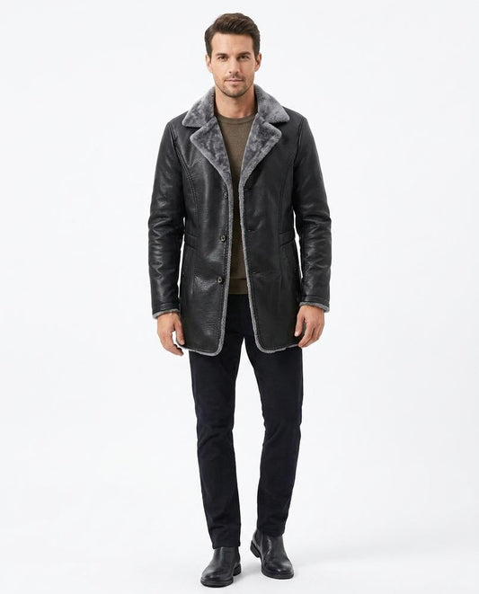 Talbos Closet - Losan | Faux Leather Shearling-Lined Coat Men