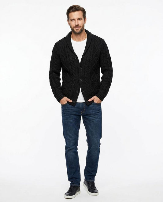 Talbos Closet - Netal | Cable-Knit Shawl Collar Knit Cardigan Men