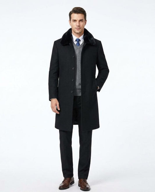 Talbos Closet - Keram | Fur-Collar Single-Breasted Coat Men
