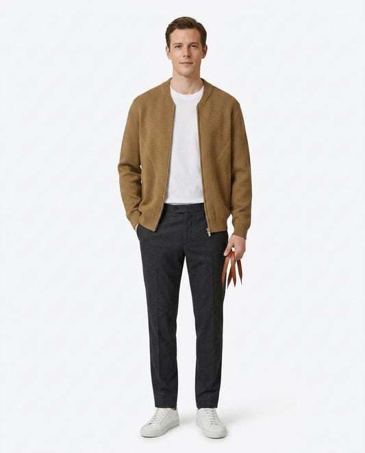 Talbos Closet - Nehal | Textured Zip-Up Knit Cardigan Men