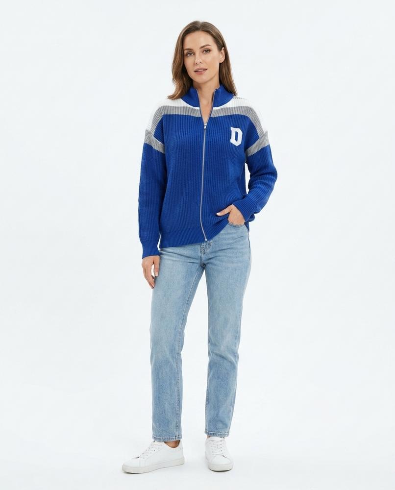 Talbos Closet - Setir | Zip-Up Color-Block Knit Cardigan Women