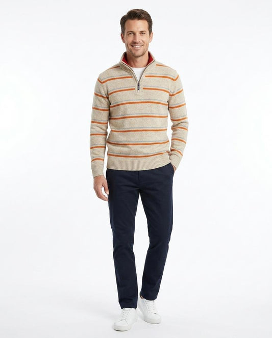 Talbos Closet - Yodan | Striped Quarter-Zip Sweater Men