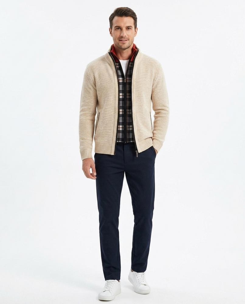 Talbos Closet - Manor | Zip-Up Textured Knit Cardigan Men
