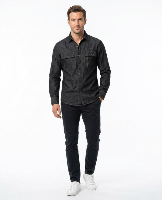 Talbos Closet - Tinav | Contrast-Stitched Slim-Fit Shirt Men