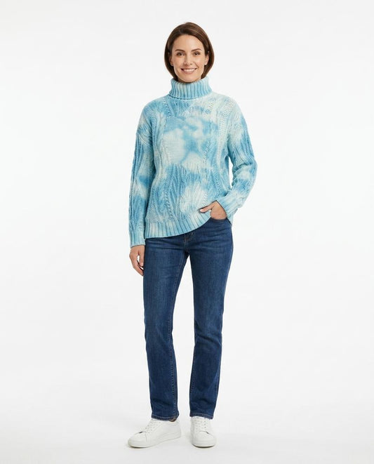 Talbos Closet - Lykar | Cable-Knit Tie-Dye Turtleneck Sweater Women