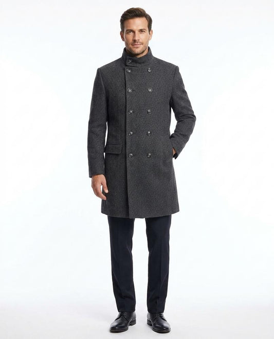 Talbos Closet - Zahal | Double-Breasted Herringbone Coat Men