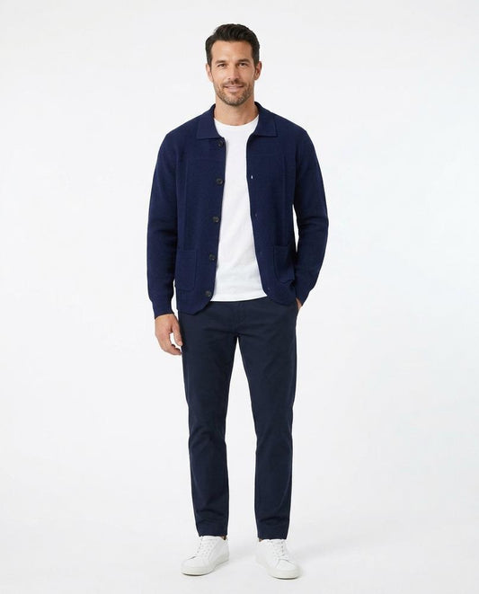 Talbos Closet - Zaver | Collared Button-Up Knit Cardigan Men