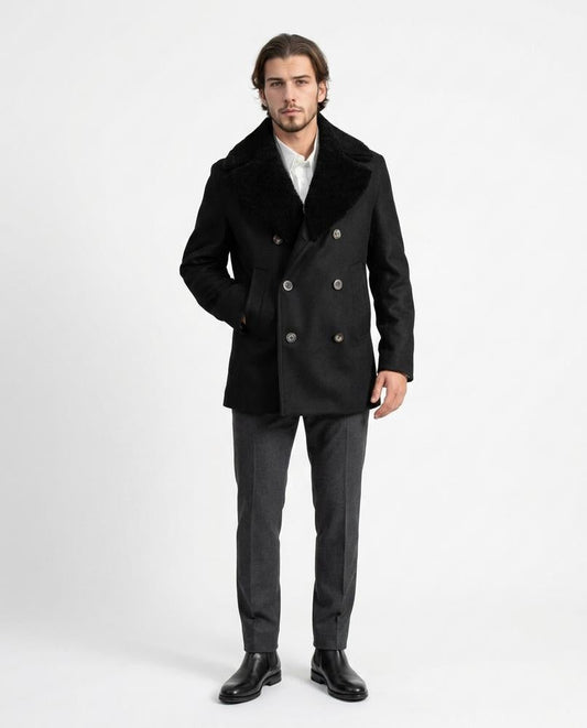Talbos Closet - Katal | Double-Breasted Shearling-Collar Coat Men