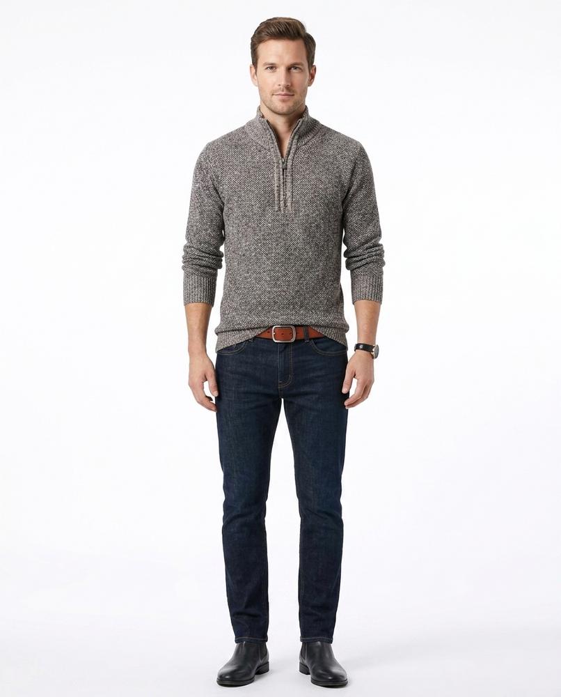 Talbos Closet - Nirev | Marled Zip-Neck Sweater Men