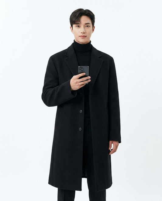 Talbos Closet - Caken | Single-Breasted Notched Lapel Coat Men