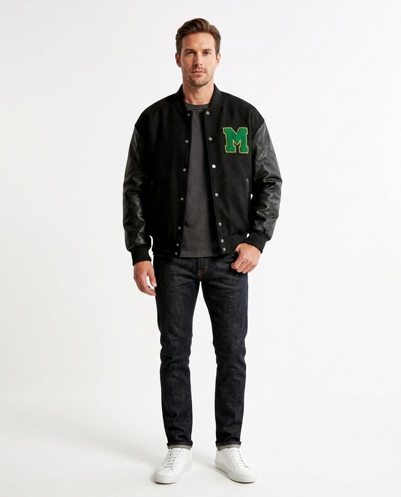 Talbos Closet - Mitor | Contrast-Sleeve Snap-Button Jacket Men