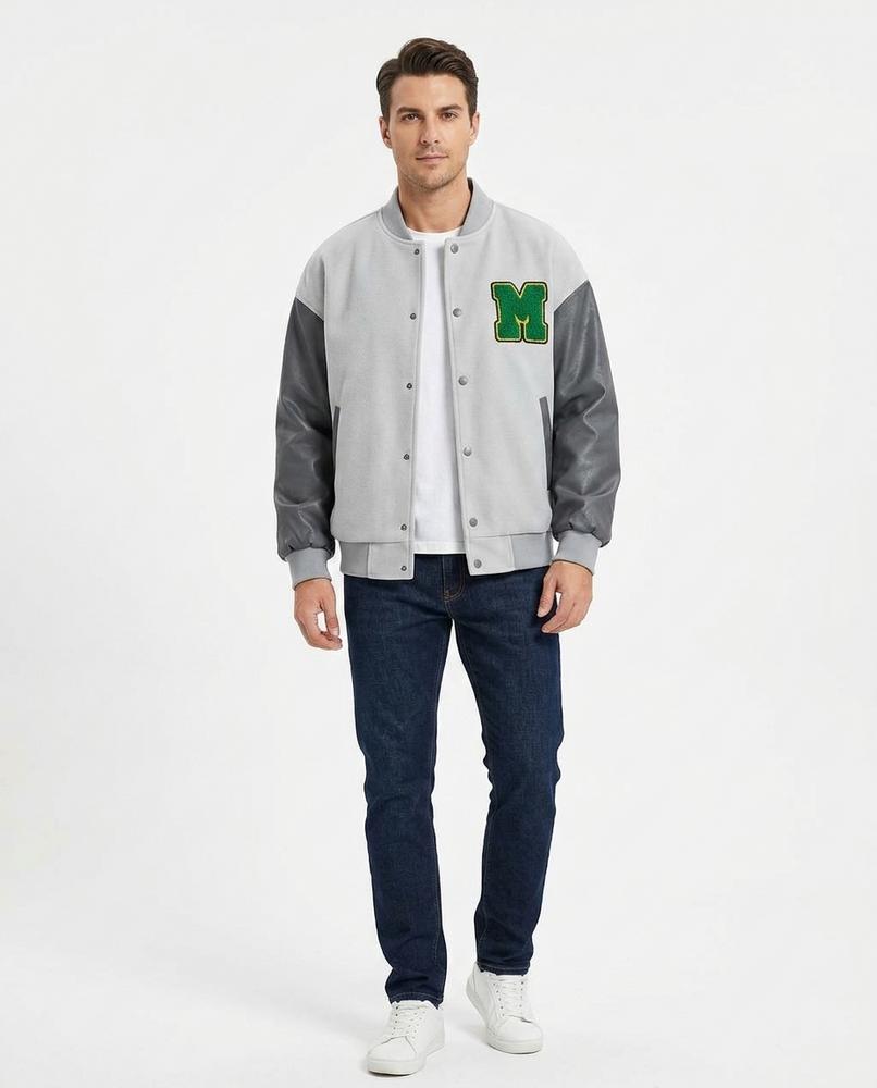 Talbos Closet - Mitor | Contrast-Sleeve Snap-Button Jacket Men