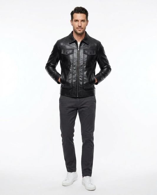 Talbos Closet - Taver | Lined Zip-Up Leather Jacket Men