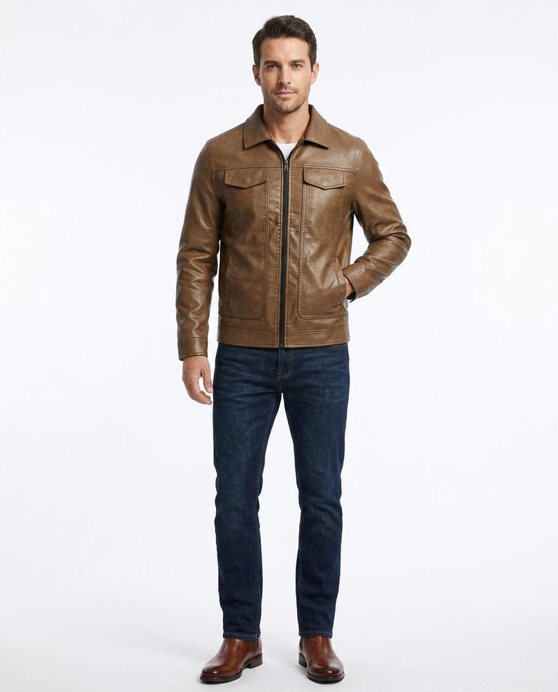 Talbos Closet - Taver | Lined Zip-Up Leather Jacket Men