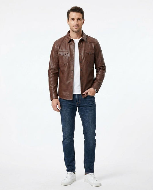 Talbos Closet - Loren | Leather Snap-Button Shirt Men