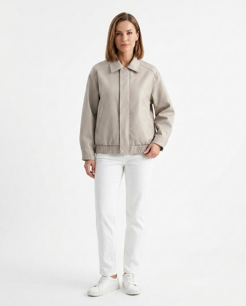 Talbos Closet - Tanal | Collared Elastic-Hem Jacket Women