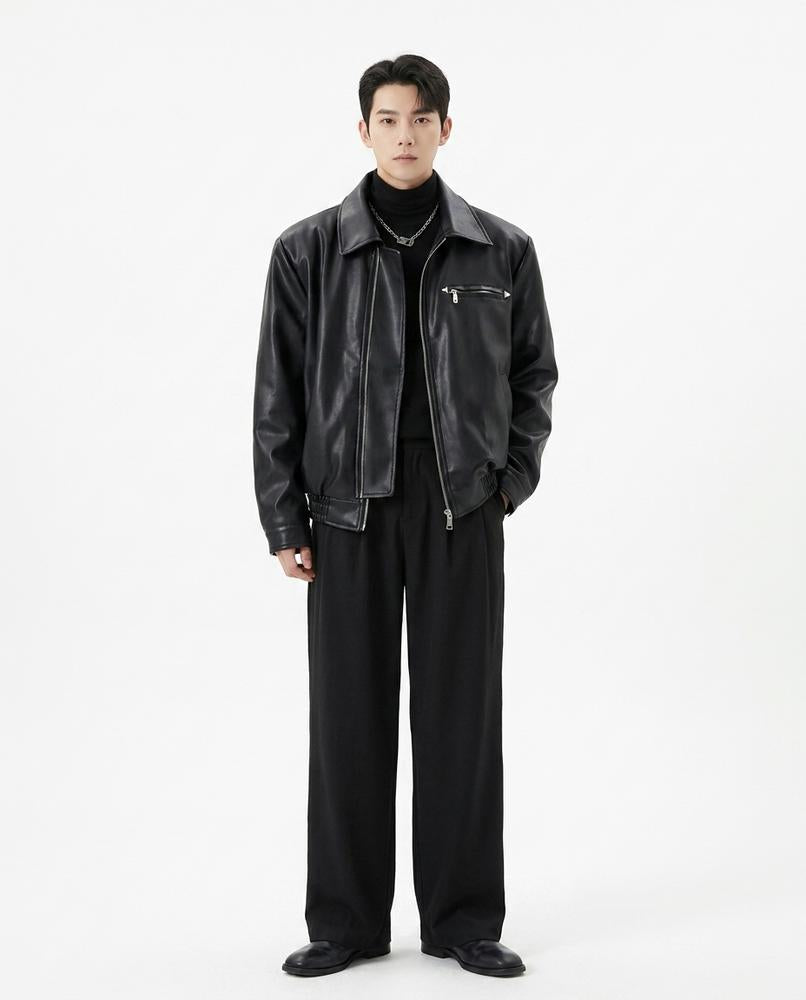 Talbos Closet - Yosin | Faux-Leather Zip-Up Leather Jacket Men