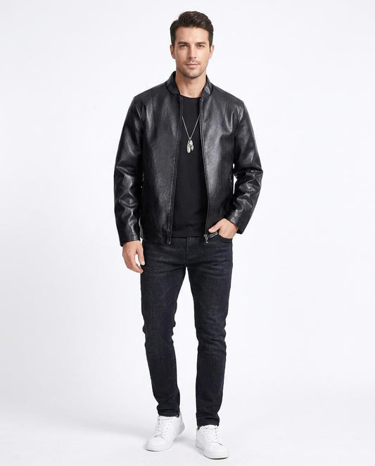 Talbos Closet - Tital | Faux Leather Slim Fit Jacket Men