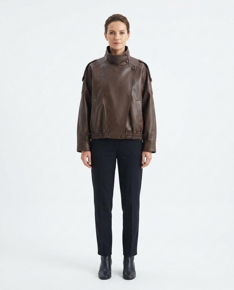 Talbos Closet - Vekar | Asymmetrical Grained Leather Jacket Women