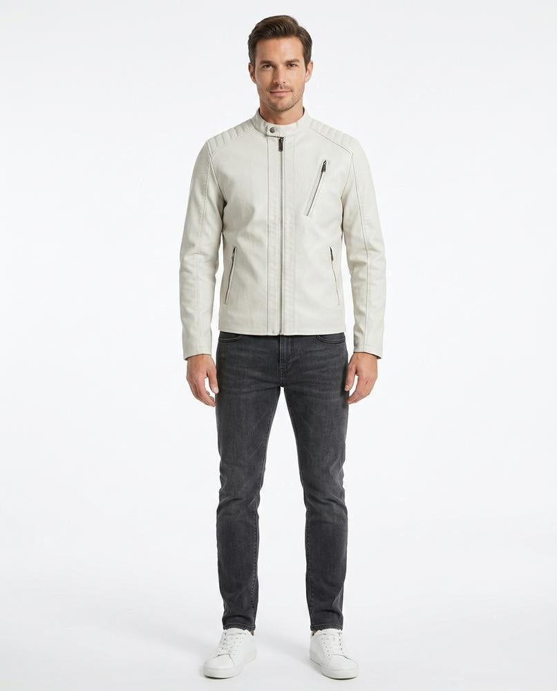 Talbos Closet - Mazan | Quilted Stand-Collar Leather Jacket Men